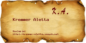 Kremmer Aletta névjegykártya